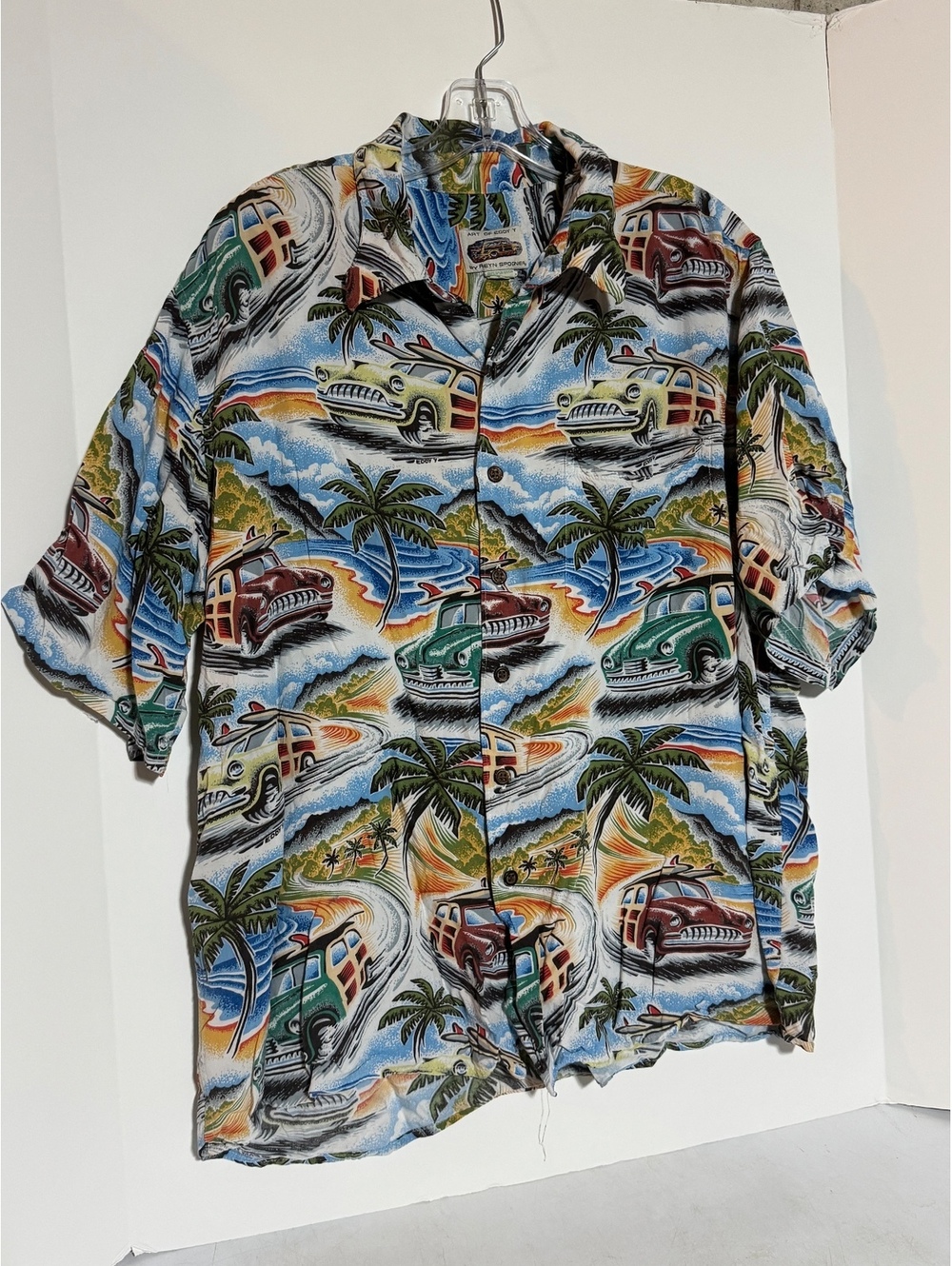 Reyn Spooner Art of Eddy Y XL Hawaiian Shirt “Woodies/Waves”